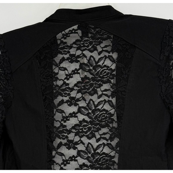 Material Girl Women Black Rose Lace Motor Jacket XS Y2K Whimsigoth Metal Fashion - Picture 9 of 13